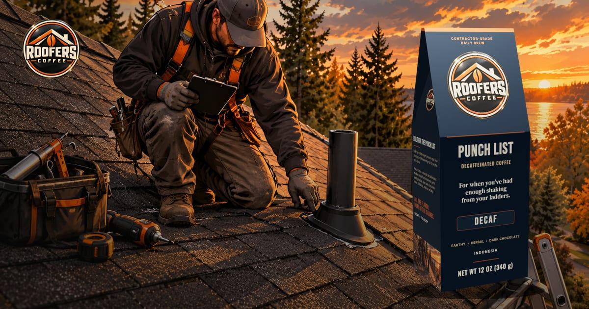 Roofers Coffee Punch List (Decaf), decaf, medium roast