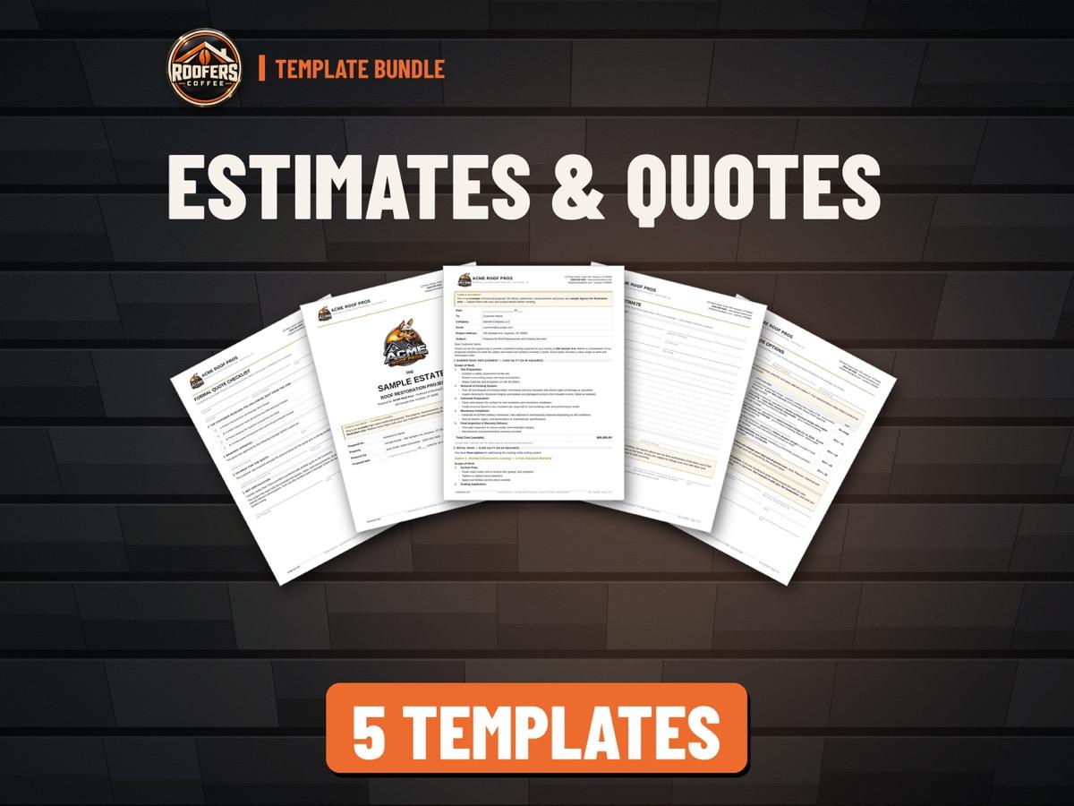 Estimates & Quotes roofing template bundle: 5 editable templates