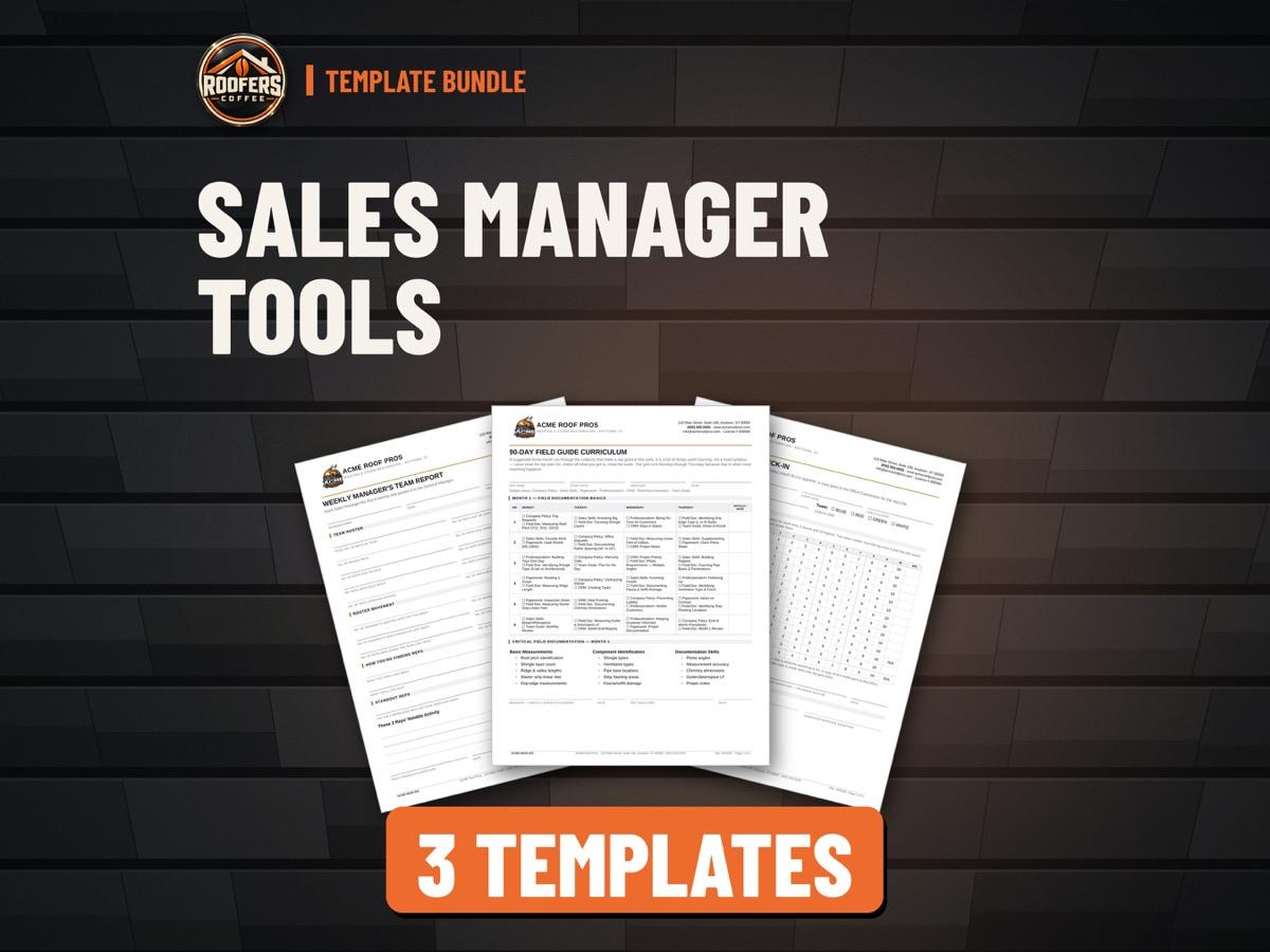 Sales Manager Tools roofing template bundle: 3 editable templates