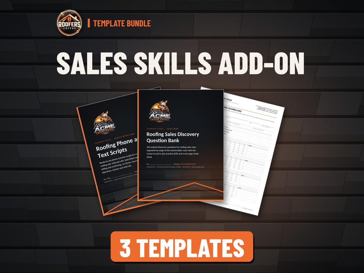 Sales Skills Add-On roofing template bundle: 3 editable templates