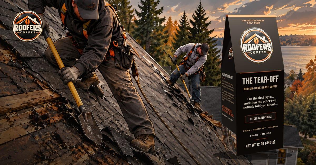 Roofers Coffee The Tear-Off, medium-dark roast
