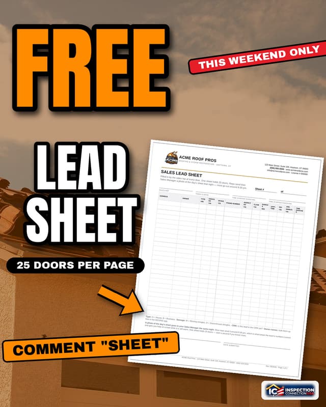 Example Facebook post: a free sales lead sheet graphic